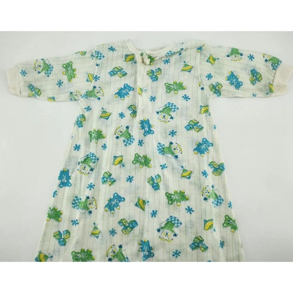 Vintage 70s 80s JCPenney Toddletime Infant Baby Long Sleep Gown L/S 14.5-18 Lbs.